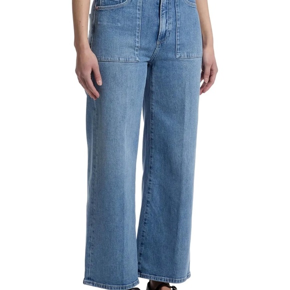 Paige Anessa Exposed Button Fly Wide Leg Jeans Blue Size 28 High Rise - Picture 3 of 14